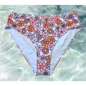 Plus Size Floral Bikini Bottoms Pink & White Size 2X